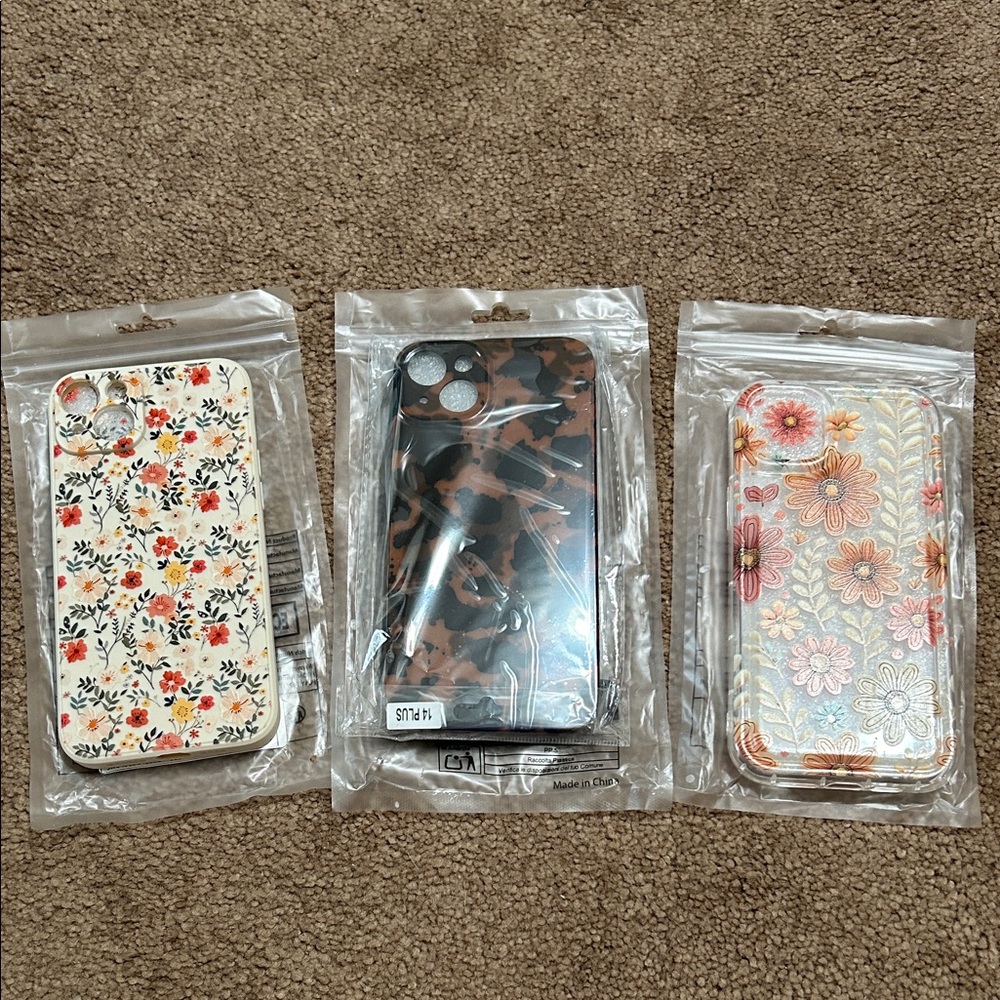 2 Floral and 1 Camo Phone Case Set for iPhone 14 Plus